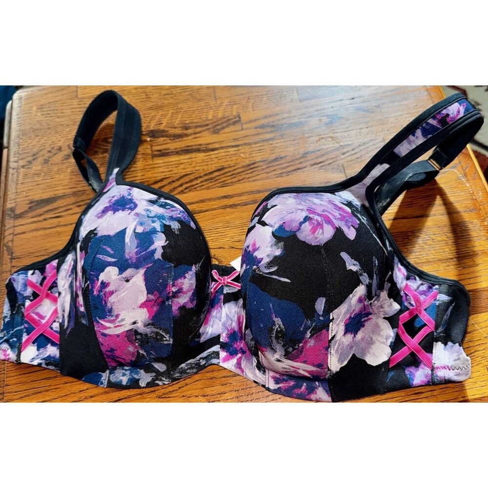 Two CACIQUE Lightly Lined Balconette Bras Colorful Floral Size 40C